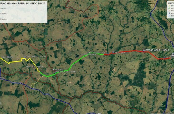 Imagem de compartilhamento para o artigo Governo de MS avança em projeto de pavimentação de rodovia que liga Chapadão do Sul a Inocência da MS Todo dia